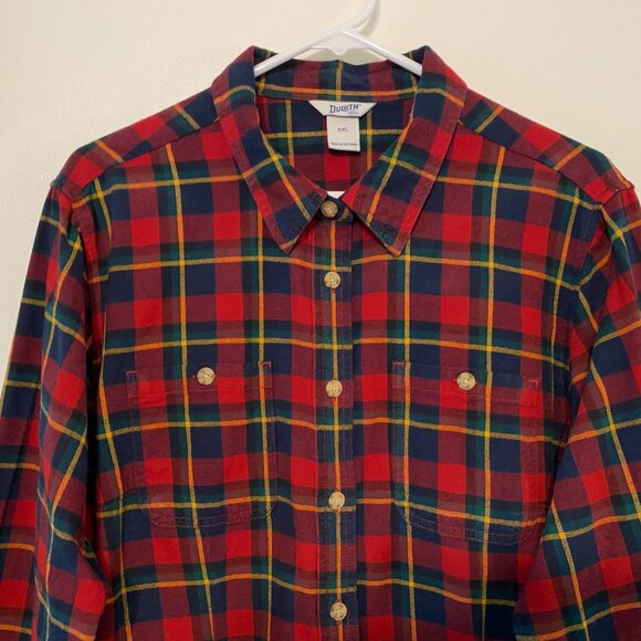 Duluth Trading Co Women's L/S Red Plaid Free Swinging Flannel Shirt Top: XXL/2XL - Picture 2 of 9
